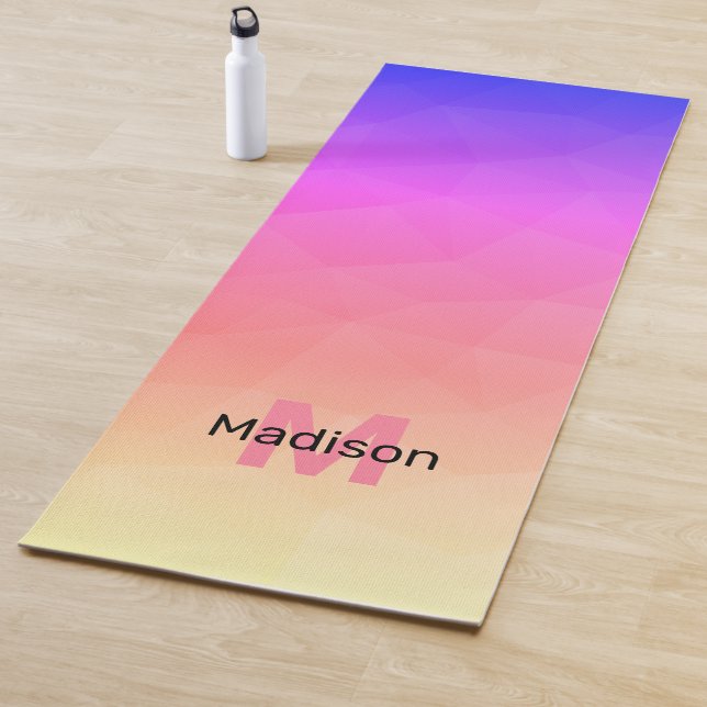 Rainbow gradient geometric mesh pattern Monogram Yoga Mat (In Situ)