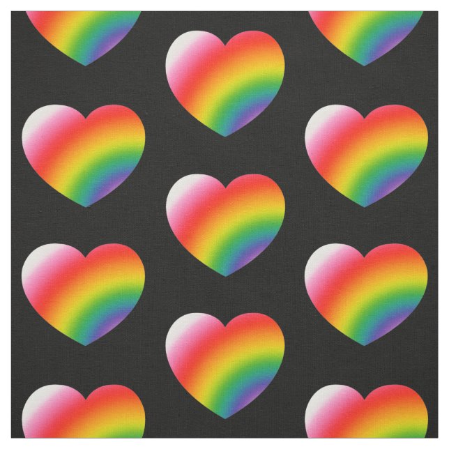 Rainbow Gradient Hearts Pattern Fabric (Swatch)