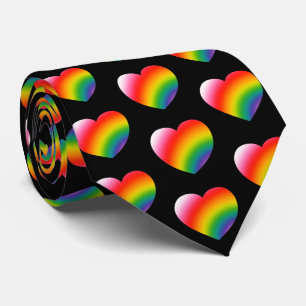 Rainbow Gradient Hearts Pattern Tie