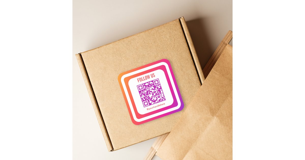 Rainbow Gradient Instagram Follow Us QR Code Square Sticker | Zazzle