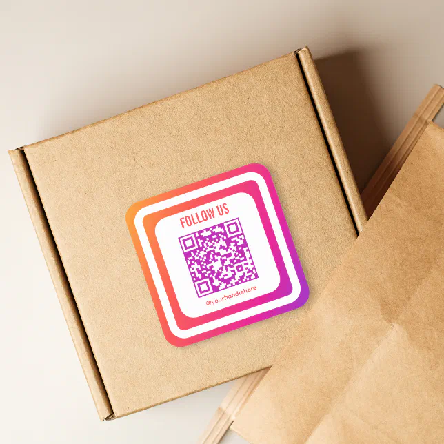 Rainbow Gradient Instagram Follow Us QR Code Square Sticker | Zazzle