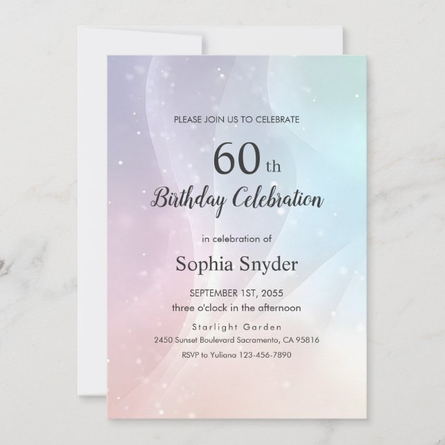 Rainbow Gradient Invitation | Elegant Pastel Spark (Front)