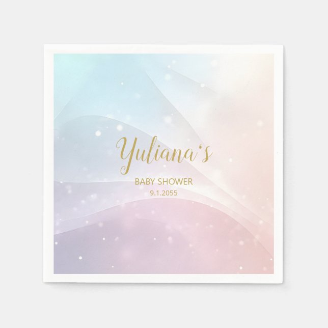 Rainbow Gradient Invitation | Elegant Pastel Spark Napkin (Front)