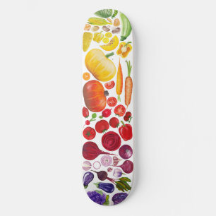 Rainbow gradient of vegetables skateboard