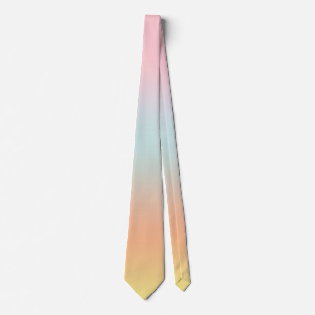Rainbow Gradient Ombre Pink Blue Yellow  Tie (Front)