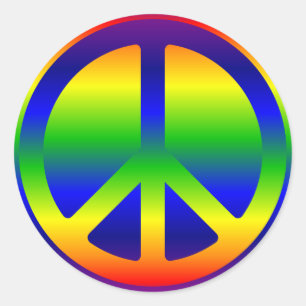 Rainbow Gradient Peace Symbol and Blackground Classic Round Sticker