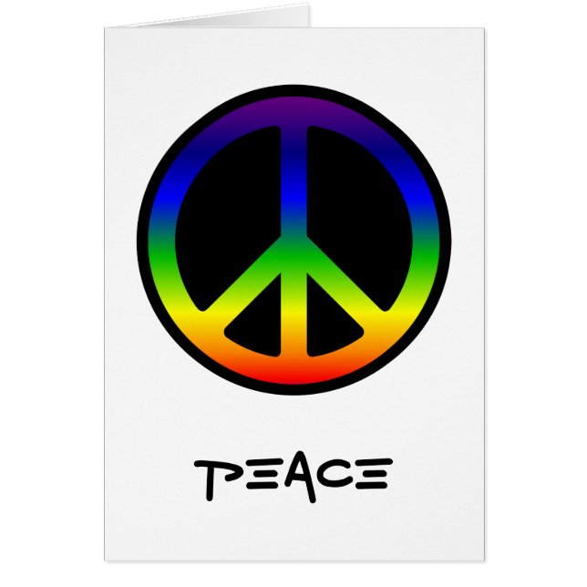 Rainbow Gradient Peace Symbol Greeting Card (Front)
