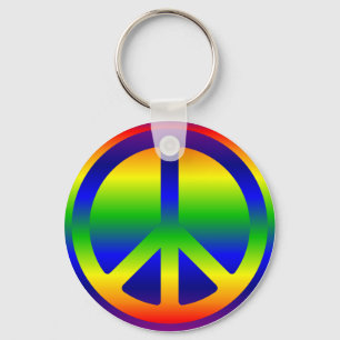 Rainbow Gradient Peace Symbol Keychain