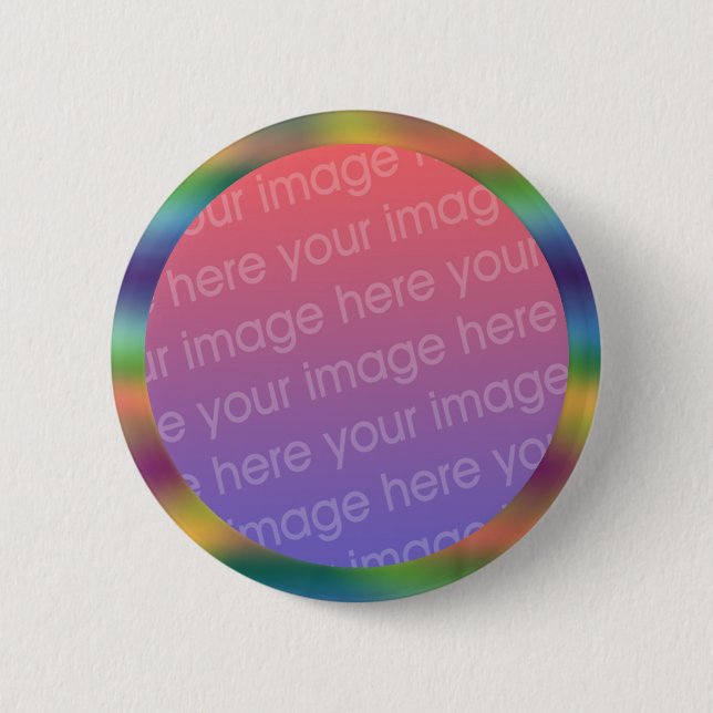 rainbow gradient photo frame 6 cm round badge (Front)