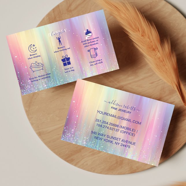 Rainbow Gradient Professional Jewelry Care  Business Card (Creator Uploaded)