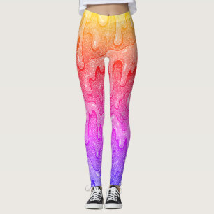 Rainbow Gradient Slime Drip Leggings