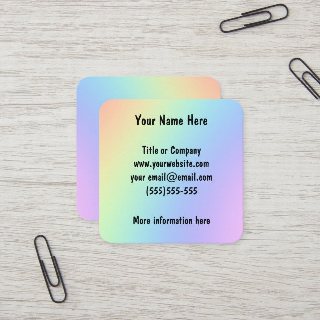 Rainbow Gradient Square Business Cards (Front/Back In Situ)