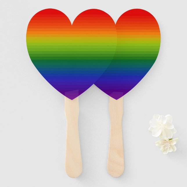 Rainbow Gradient Striped Hand Fan (Front and Back)