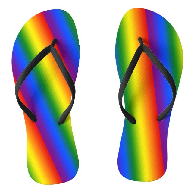 Rainbow Gradient Stripes Flip Flops (Footbed)