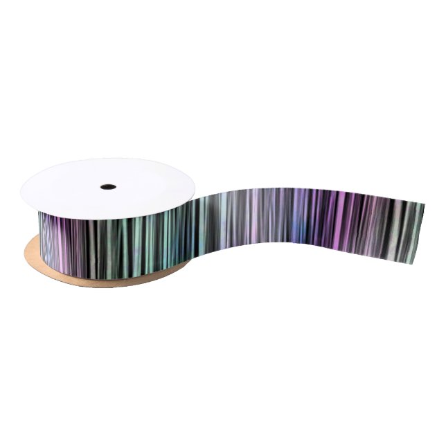 rainbow gradient stripes on black : satin ribbon (Spool)
