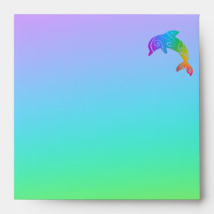 Rainbow Gradient Swirly Dolphin Envelope