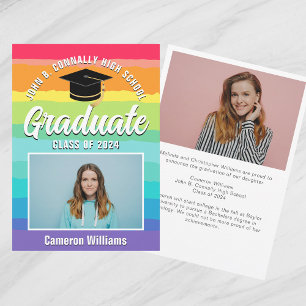 Rainbow Graduate Photo 2023 LGBTQ Graduation Announcement