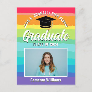 Rainbow Graduate Photo Chic LGBTQ Graduation Postcard