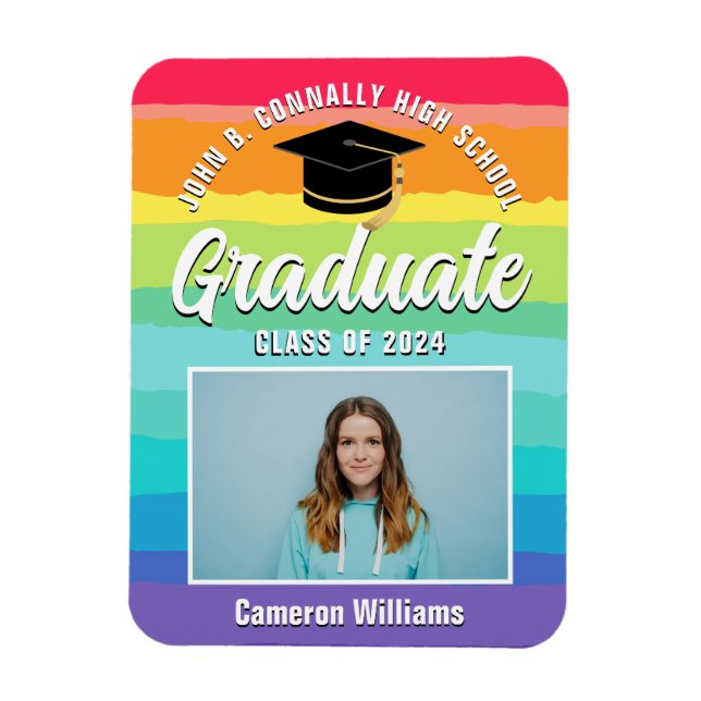 Rainbow Graduate Photo LGBTQ Graduation Magnet (Vertical)