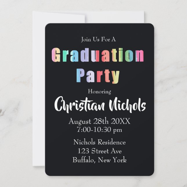 Rainbow Graduation Party Invitation (Front)
