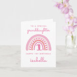 Rainbow Granddaughter First Birthday Card<br><div class="desc">Personalise this cute rainbow first birthday card for your granddaughter. Personalise with her name and custom inside text.</div>