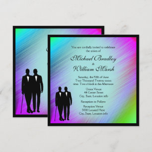 Rainbow Green Accent Gay Wedding Invite