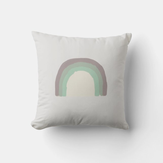 Rainbow Green Ombre Painting Pattern Throw Pillow (Front)