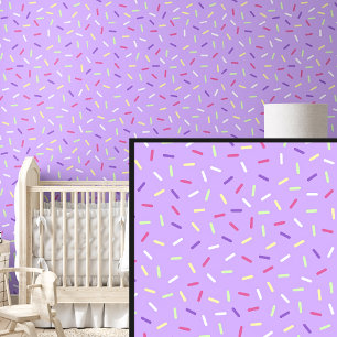 Rainbow Green Yellow Red Sprinkles, on Purple Wallpaper