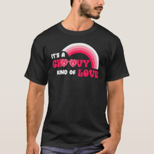 Rainbow Groovy Kind Love Happy Pink Valentine's Da T-Shirt