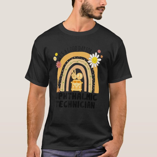 Rainbow Groovy Peace Ophthalmic Technician Vintage T-Shirt (Front)