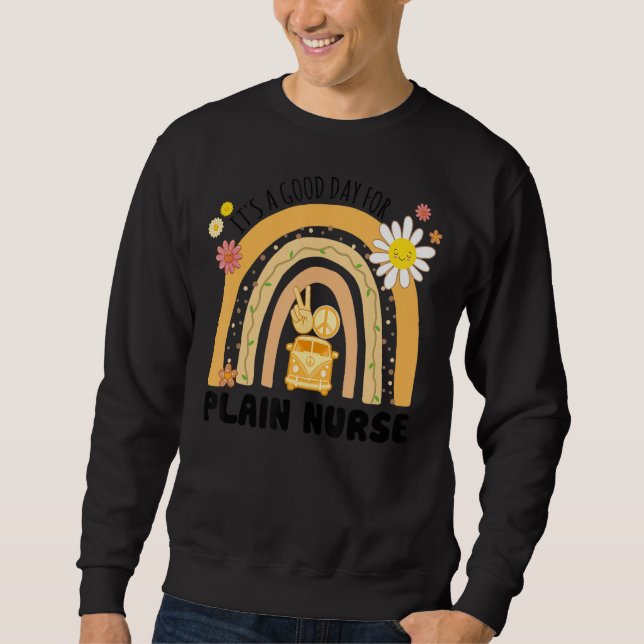 Rainbow Groovy Peace Plain Nurse  Vintage Sweatshirt (Front)
