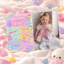 Rainbow Groovy Squishy Girl 5th Birthday Photo