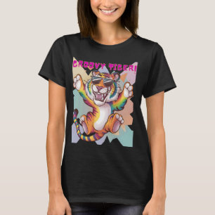 Rainbow Groovy Tiger Shirt For Men Women and Big C