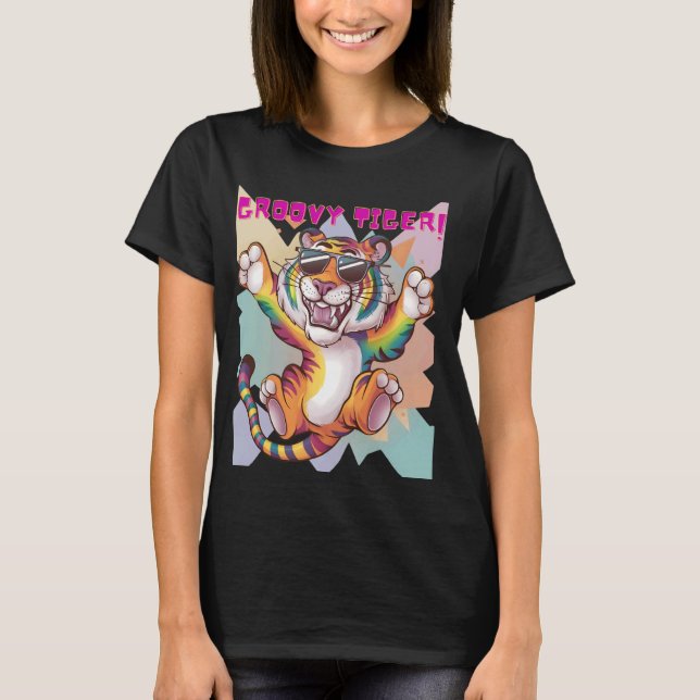 Rainbow Groovy Tiger Shirt For Men Women and Big C (Front)
