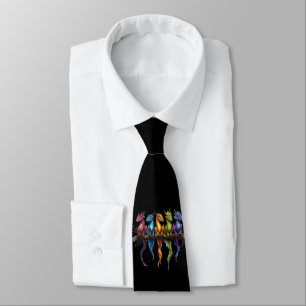 Rainbow Group of Baby Dragons on Black Tie