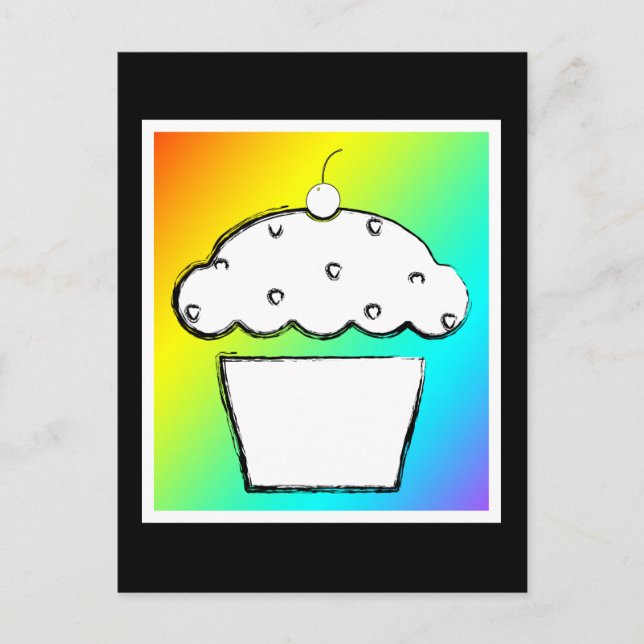 rainbow grunge cherry cupcake postcard (Front)