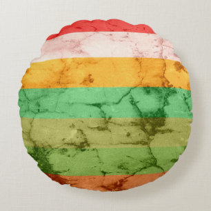 Rainbow Grunge Stripes Background Round Cushion