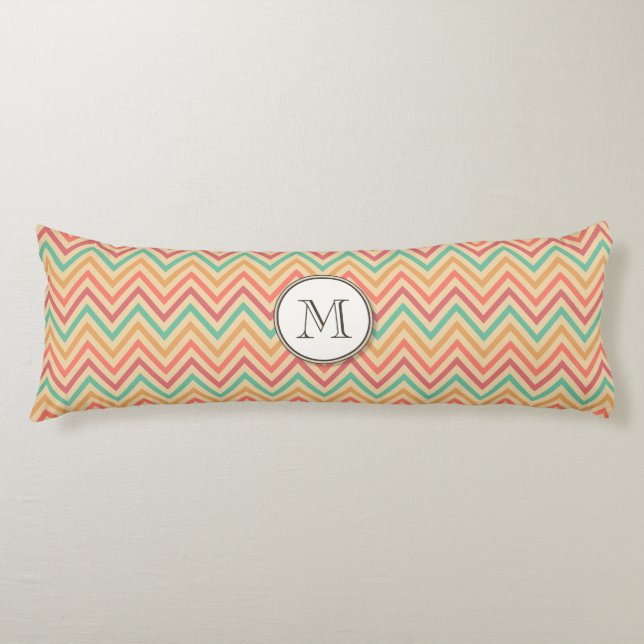 Rainbow Grunge Zigzag Chevron Stripes Body Cushion (Front)