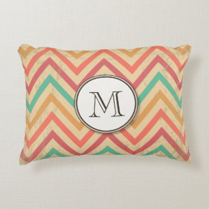 Rainbow Grunge Zigzag Chevron Stripes Decorative Cushion