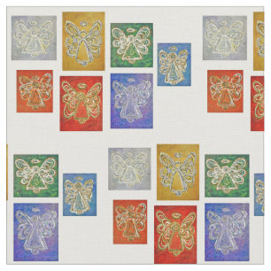 Rainbow Guardian Angels Art Fabric Material