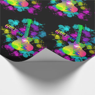 Rainbow Guitar Music Themed Wrapping Paper