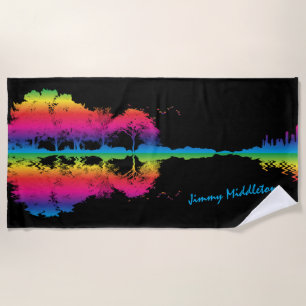 Rainbow Guitar Scene - Signature Beach Towel