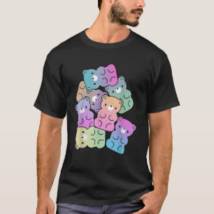 Rainbow Gummy Bear Design Kawaii Aesthetic Teens  T-Shirt