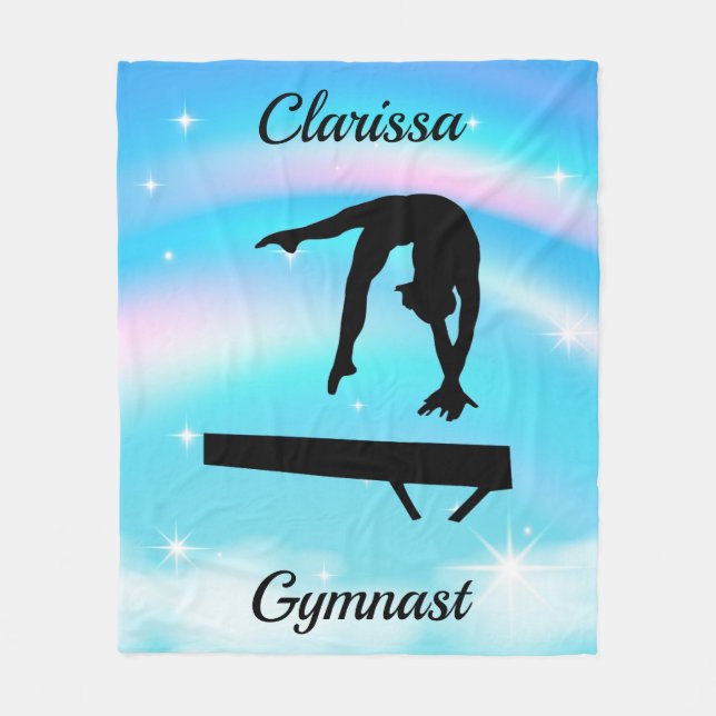 Rainbow Gymnastics Beam Personalised  Fleece Blanket (Front)