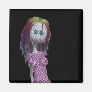 Rainbow Hair 3D Bonga Doll Halftone - Goth/Punk Magnet