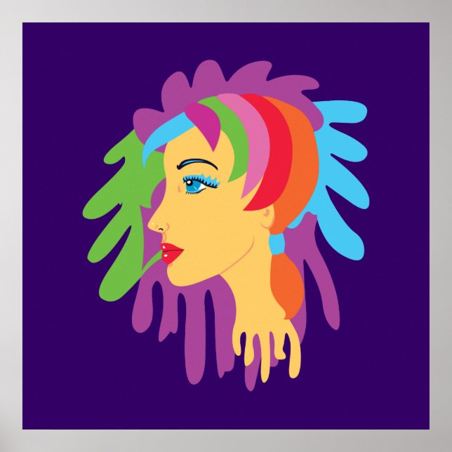 Rainbow Hair Art Poster (Front)