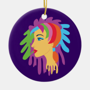 Rainbow Hair Ceramic Tree Decoration