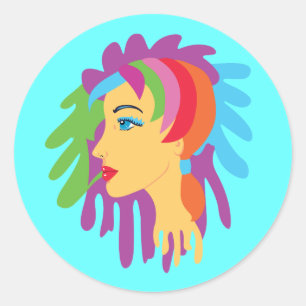 Rainbow Hair Classic Round Sticker