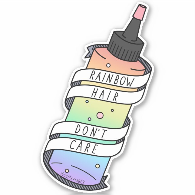 Rainbow Hair Don't Care Cartoon Dye Bottle (Front)