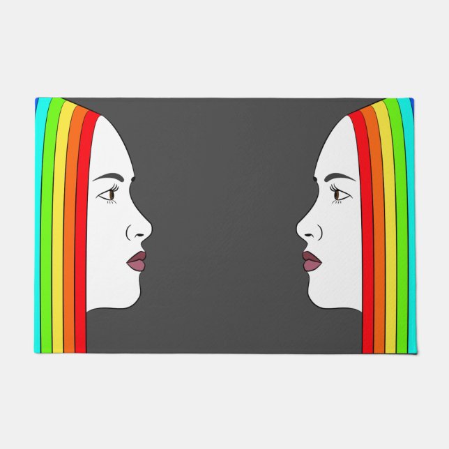 Rainbow Hair Doormat (Front)